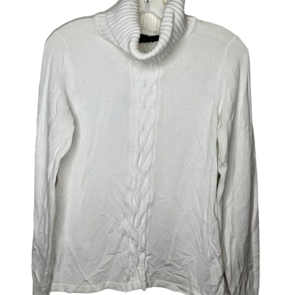 Vintage Attention Turtleneck Sweater White‎